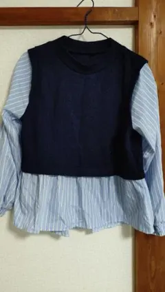 レイヤードデザイン 長袖シャツ