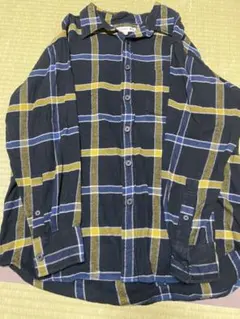 UNIQLO JWAネルシャツ チェック柄 ネイビー イエロー