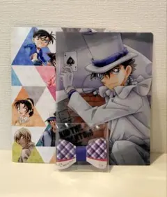 名探偵コナン 怪盗キッド リボン型缶バッジ アートクリアファイル