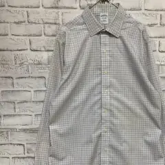 ブルックスブラザーズ長袖シャツ！チェックホワイトL 818