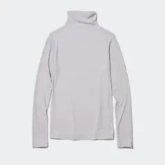 【新品】ユニクロ　シアージャージー　タートルネックT　ライトグレー　M