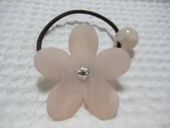 ミニフラワー 天然石 ローズクォーツ お花 レジン ヘアゴム ピンク