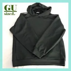 GU ダブルフェイスビッグプルパーカー L カーキ　緑 　長袖　スウェット