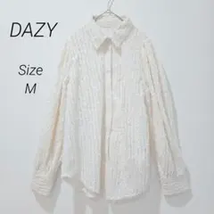 DAZY 長袖 シアーシャツ アイボリー M フェザー