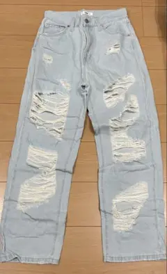 WEGO ダメージデニムパンツ ライトブルー Mサイズ