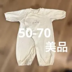 エンゼル　50〜70サイズ　クリーム色ロンパース 刺繍付き 半袖