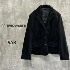 3263【SCHWRZWARLD】ベロアテーラードジャケット　黒　M ステッチ