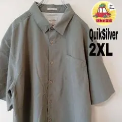 USA古着 QuikSilver 半袖ボタンシャツ　2XL グリーンのサムネイル