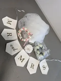 《ウエディング小物5点セット》ブーケ ヘアーアクセサリー アメリカ購入