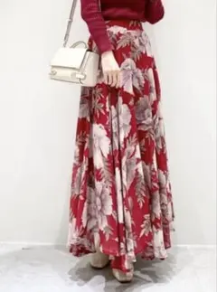 COCO DEAL 大柄 シフォン サーキュラー スカート M 花柄 ロング