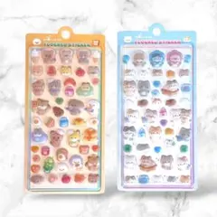 《海外限定》 フロッキーシール　2枚セット 動物 アニマル フロックステッカー