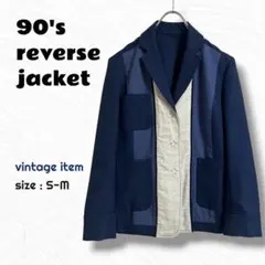 90's リバース テーラードジャケット / ヴィンテージ スナップボタン 古着のサムネイル