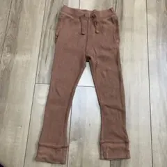 ブラウン リブ編み 長ズボン ウエスト紐付き