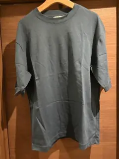 美品 ユニクロU エアリズムコットンオーバーサイズTシャツ 5分袖 L ブルー青