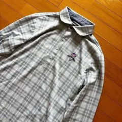 【USED】callaway チェック総柄長袖ポロシャツ　Lのサムネイル