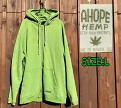 AHOPE HEMP ヘンプ混　ジップアップパーカー　Lのサムネイル