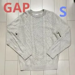 GAP 白 グレー ケーブルニット セーター S