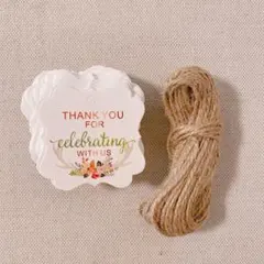 クラフトタグ ギフト サンキュータグ 紐付き 50枚 ラッピング 引き出物