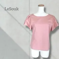 【ルスーク】レディース 半袖 ピンク フレア袖 カットソー トップス 綿