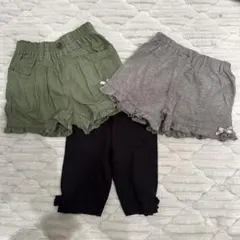西松屋 ショーパン スパッツ 90 95 ブラック グレー カーキ 女の子