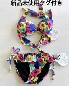 新品　水着　セパレート　上下　パンジー　フラワー柄　盛り水着　ビキニのサムネイル