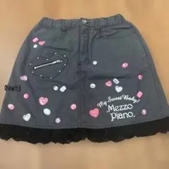 ☆美品☆Mezzo Piano 黒デニムスカート　宝石　リボン　150