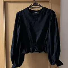 12月で削除❗️ ZARA 黒 コットン100% パフスリーブ S