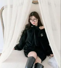 【OLIVE des OLIVE】 マフラー付きニットワンピ