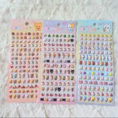 プッチもちシール うさぎ ねこ くま 3枚 ぷくぷくシール