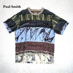 Paul Smith ポールスミス デザインTシャツ XL　アースカラー 総柄