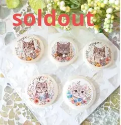 猫のカボション☆5個 c31 ネコ/動物/ボタン