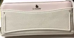 & chouetteラウンド ファスナー 長財布 ホワイト/ピンク