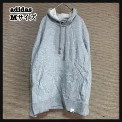 【アディダス】パーカー　グレー　エンブレムタグ　ワンポイント　トレフォイル45