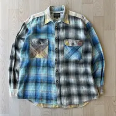 Kearney House ブルー＆イエローチェックコットンシャツ MN098のサムネイル