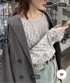 【前後2WAY】　起毛レースシアートップス