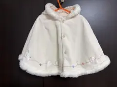 familiar ファミリア　フリース ポンチョ クリーム色 フード付き