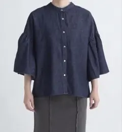 《美品》LOWRYS FARM バンドフリル8分袖　デニム