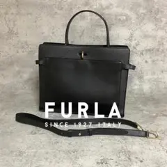 ✨極美品✨ フルラ 2way ハンドバッグ ショルダーバッグ レザー ブラック