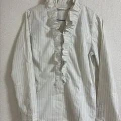 anySiS フリル付きストライプ長袖シャツ