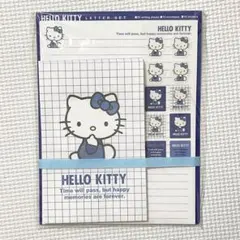 【未開封】平成レトロ★当時物　1999年　ハローキティ　レターセット　青チェック