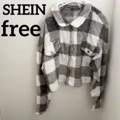 SHEINアウター チェック柄 フリース ジャケット 長袖 ブラック 白色 美品