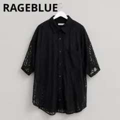 RAGEBLUE 透け感　シアーシャツ　メンズ　ブラックのサムネイル
