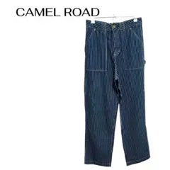 B1067CAMEL ROADストライプストレートデニムパンツ綿ウエストゴムのサムネイル