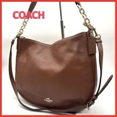 COACH コーチ ブラウンレザー ショルダーバッグ ハンドバック