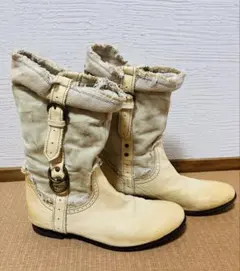 cava cava ミドル丈ブーツ　ベージュ　カジュアル