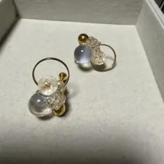 クリスタル ゴールド フープイヤリング