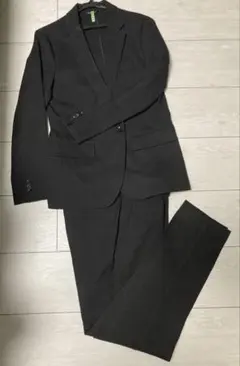 ナノユニバース　黒 ビジネススーツ ジャケットとパンツセット　ソロテックス