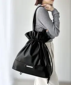 巾着型トートバッグ(ブラック)