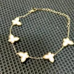 蝶モチーフ パピヨンバタフライゴールドブレスレット　ホワイト
