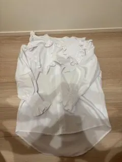 フリル付きホワイト シャツ フリル SHEIN 7分袖 長袖 七分袖